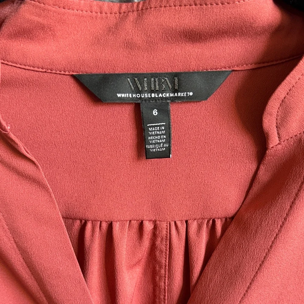 White House Black Market burnt orange three-quarter sleeve blouse - Picture 4 of 5